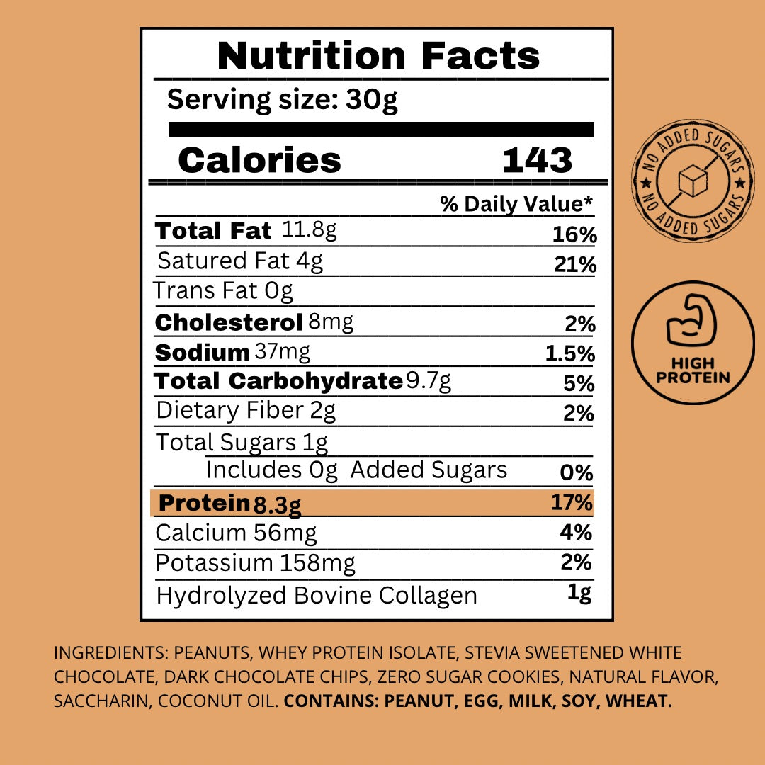 Crazy Peanut - Protein Peanut Butter w/Collagen - Cookie Dough - No sugar Added