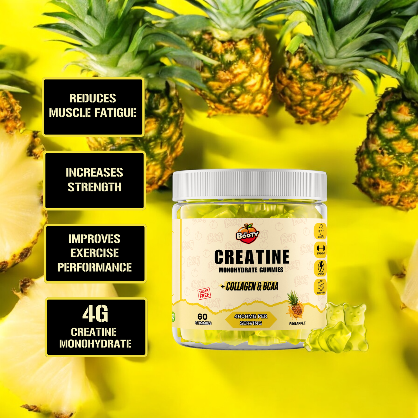 DR. BOOTY NUTRITION Creatine Gummies - Pineapple (PACKx2)