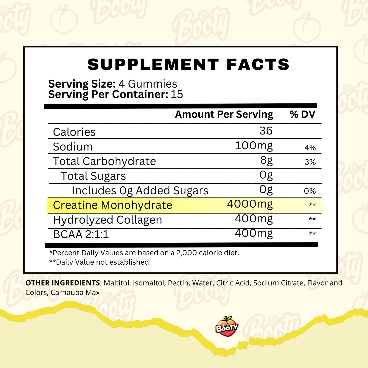 DR. BOOTY NUTRITION Creatine Gummies - Pineapple (PACKx2)