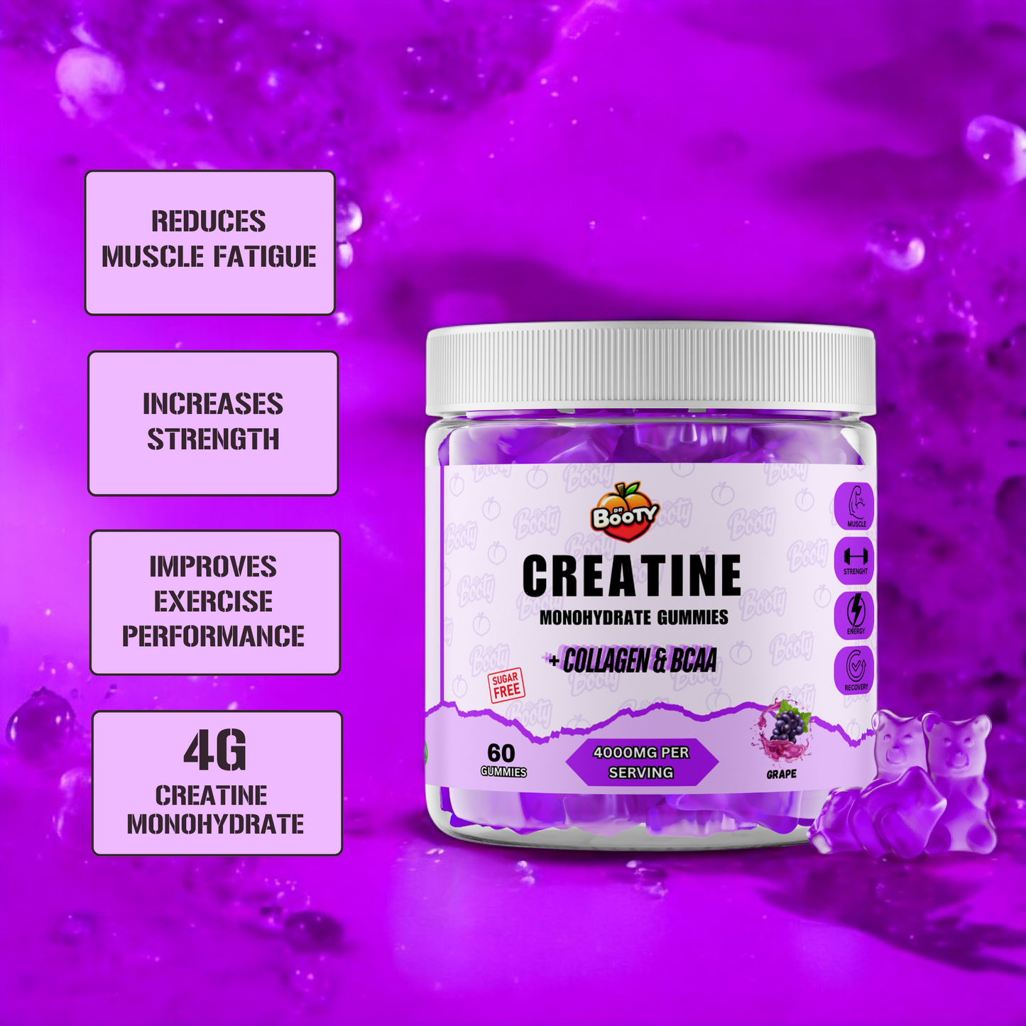 DR. BOOTY NUTRITION Creatine Gummies - Grape (PACKx2)