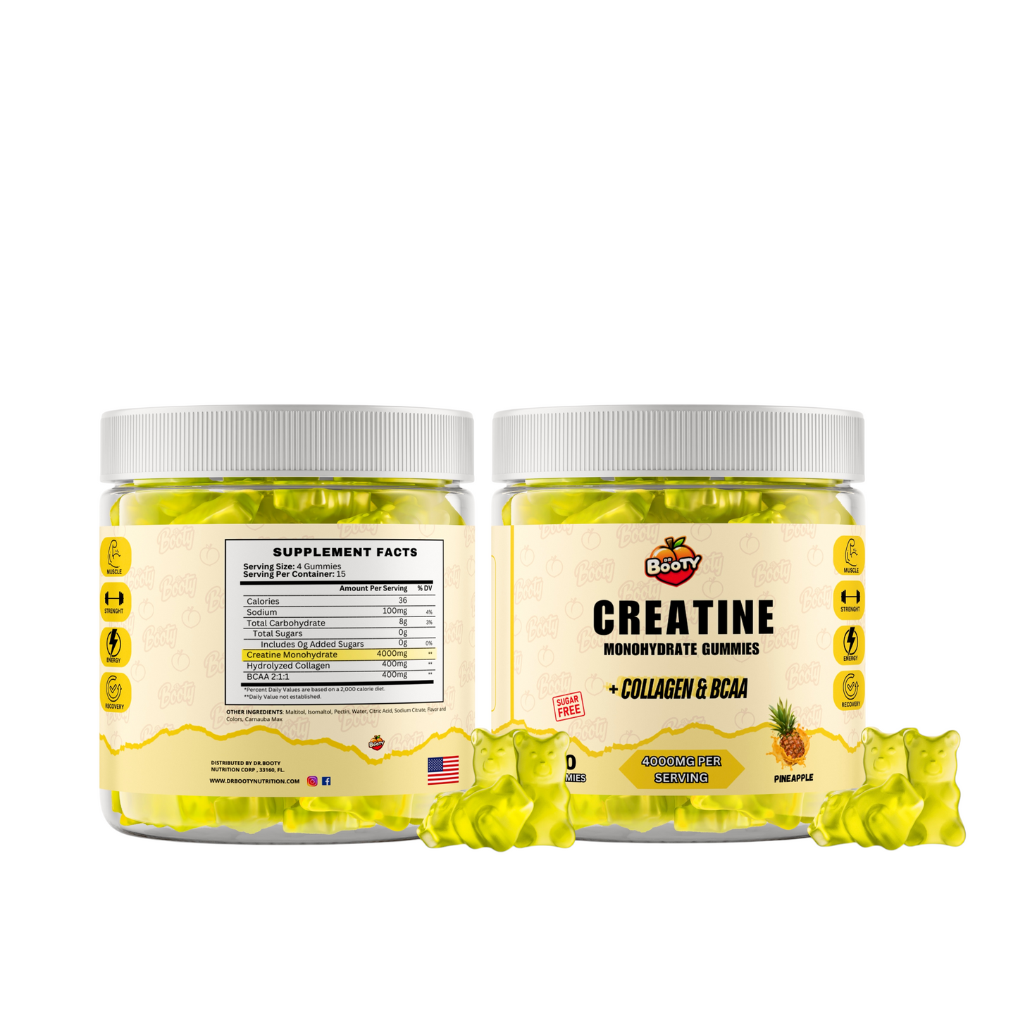 DR. BOOTY NUTRITION Creatine Gummies - Pineapple (PACKx2)