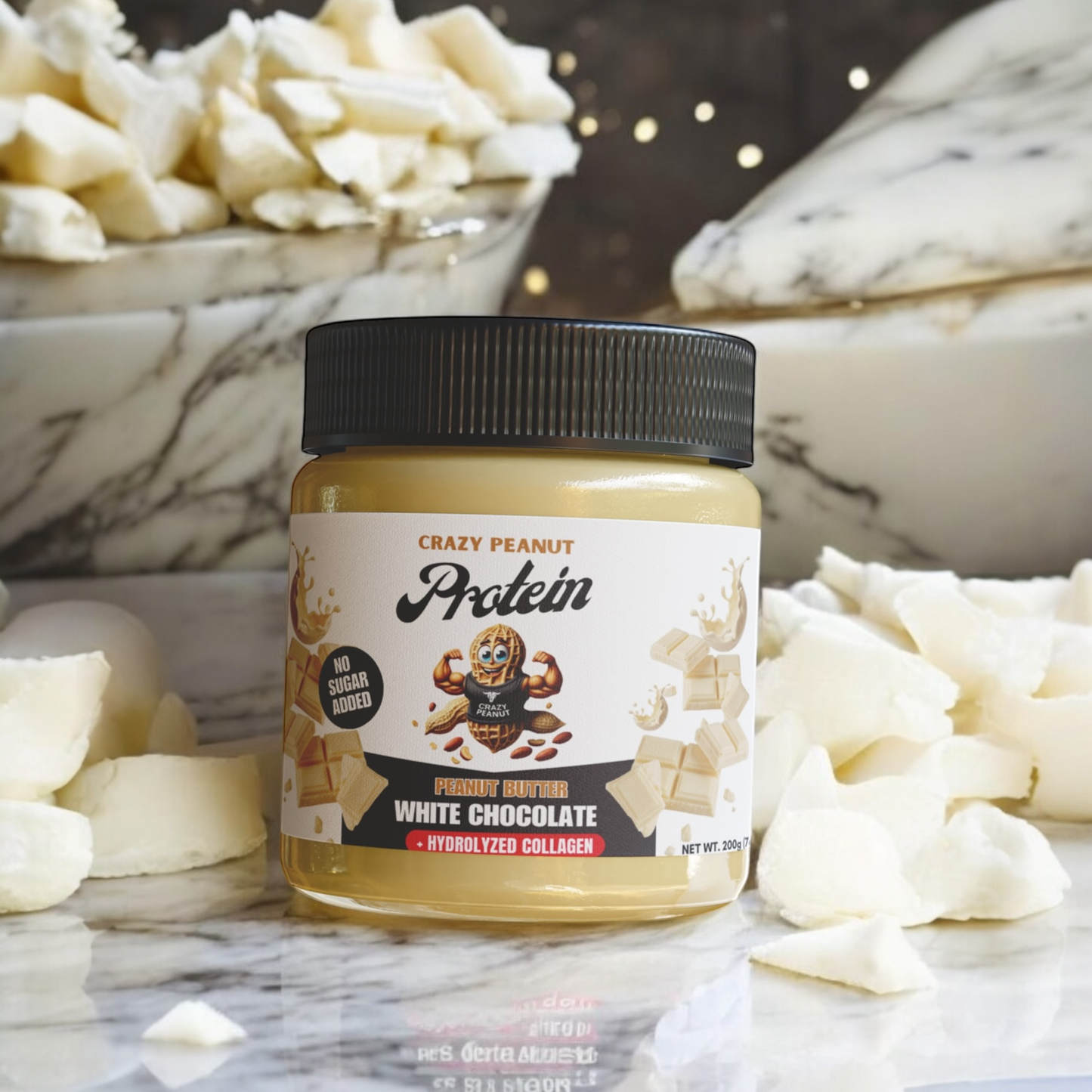 Crazy Peanut - Protein Peanut Butter w/Collagen - White Chocolate - No sugar added