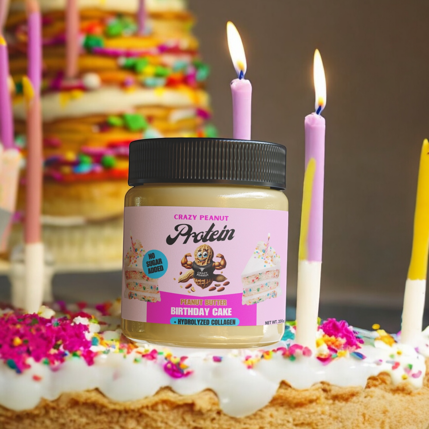 Crazy Peanut - Protein Peanut Butter w/Collagen - Birthday Cake - No sugar added