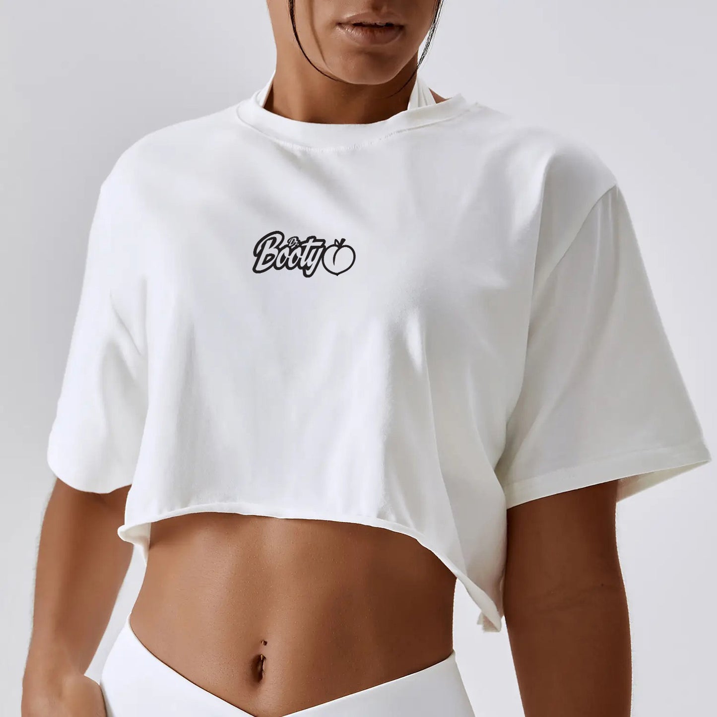 DR BOOTY WHITE CROP TOP